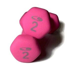 CHAMPION 2 Pound Dumbbell Weights Pink Neoprene Set of 2 Fitness Strength Train